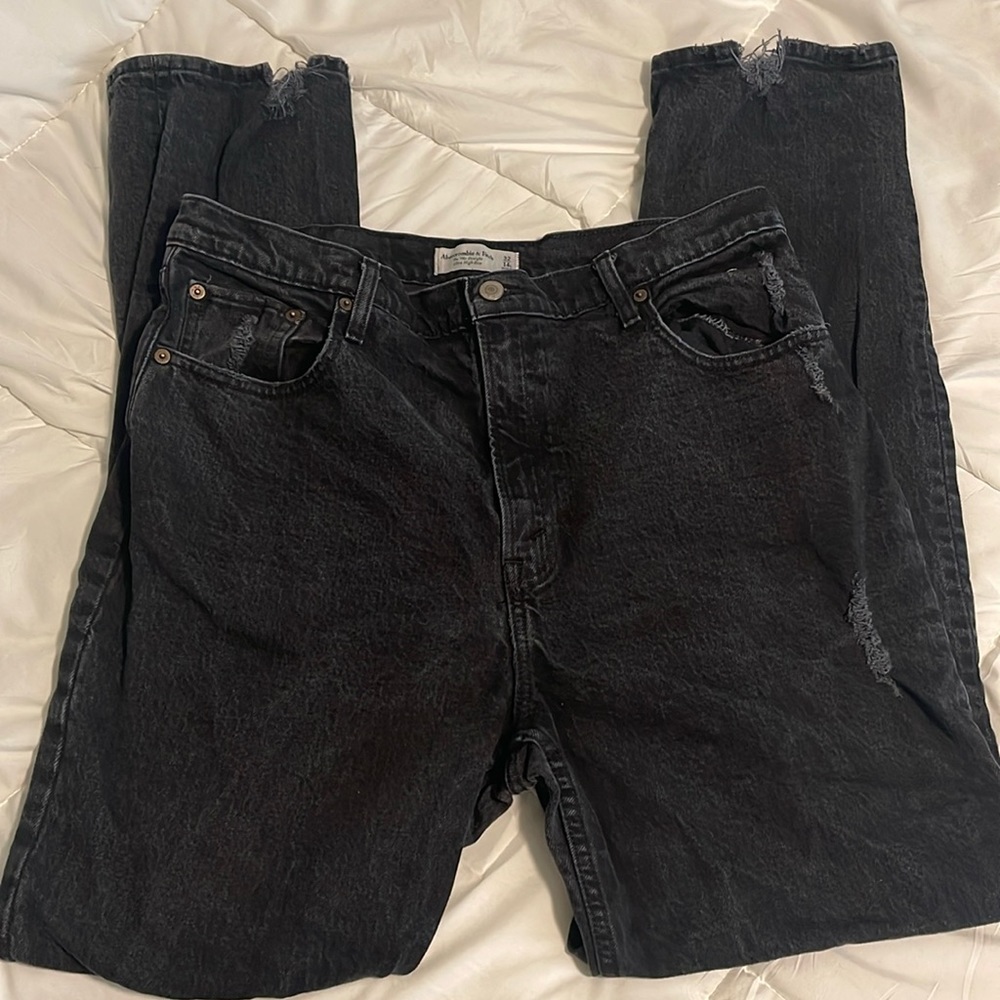 Abercrombie & Fitch High Rise 90s Straight Black Jeans